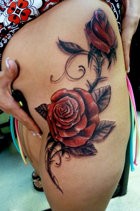 Mully - Freehand Roses on the hip